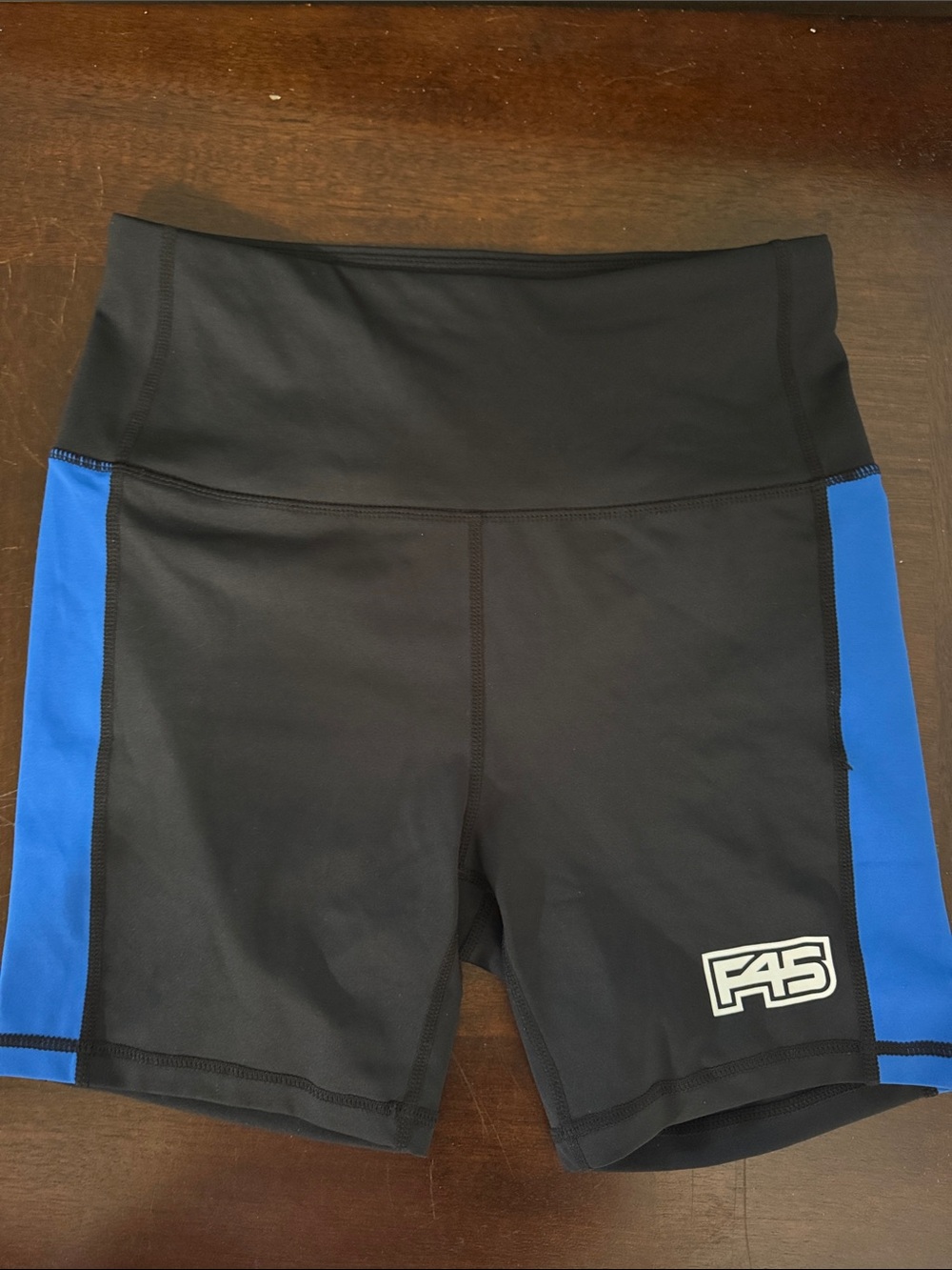 F45 Coach Women's Black & Blue Biker Shorts